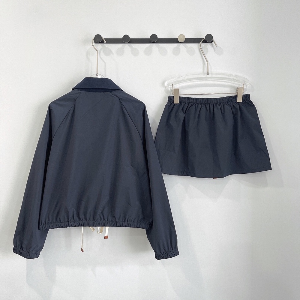 Miu Miu workwear jacket, trousers with low waist pockets, and short skirt set - Picture 2 of 8